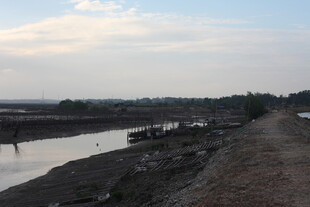 河畔景象 船只停靠岸边