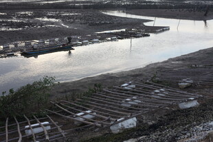 俯瞰城市河畔工业景观