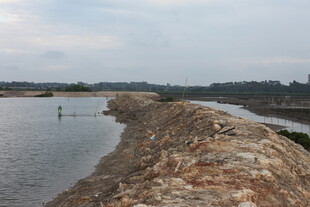 河岸石砌堤坝景观