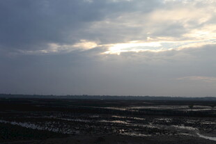 黄昏时分的田野与云层