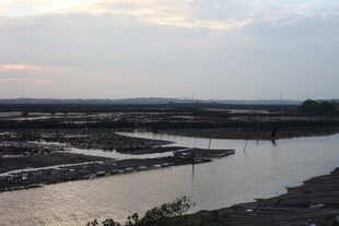 黄昏下的宁静水域景观