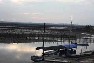 宁静水边码头景象