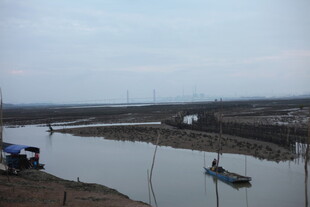 乡村河畔小船静谧景象