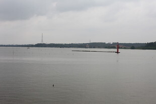 平静湖面与远处景物