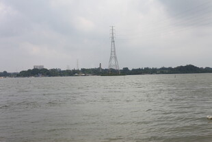 江边眺望高耸建筑景观