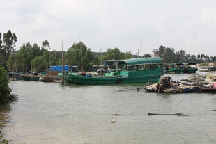 河边停泊的船只景象