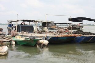 码头停泊的多彩渔船