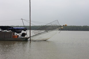 水上作业船进行捕捞作业