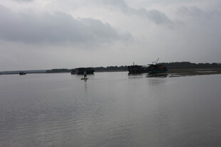 阴天湖畔静谧景象