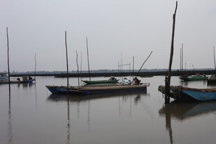 宁静港湾中的停泊船只