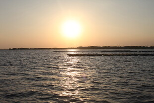 夕阳下波光粼粼的水面