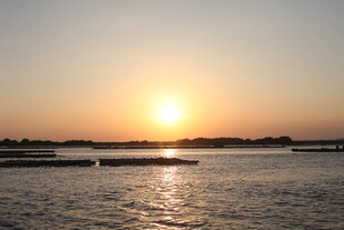 夕阳下的宁静水面景色