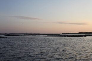 黄昏下的宁静水域景观