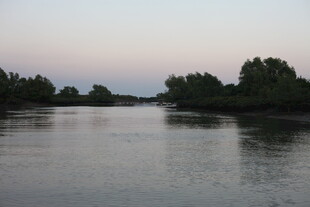 宁静河畔黄昏景色