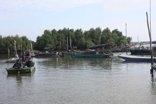 宁静河畔的船只与小船