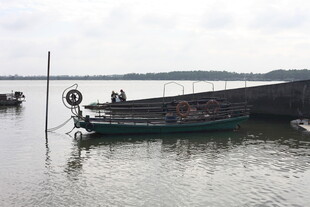 水面停泊的老旧船只