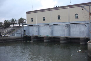 河边建筑与桥梁景观