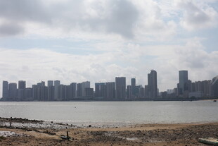 城市天际线与水边景致