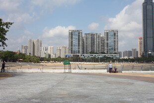 城市河畔的开阔休闲空间