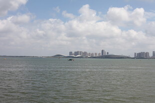 海上远眺城市天际线