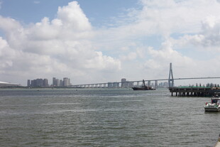 海上大桥与城市天际线