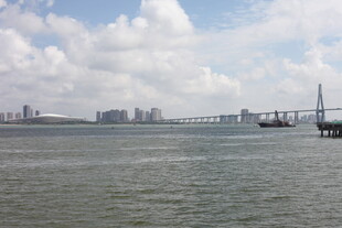 海上大桥与城市天际线