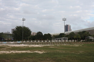 户外开阔场地与远处建筑