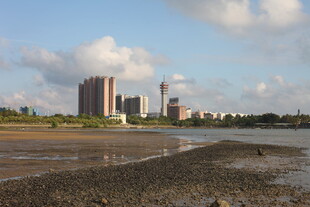 城市河畔的建筑景观
