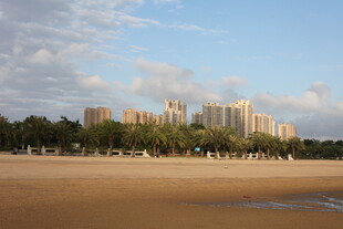 海滨沙滩旁的高楼景观