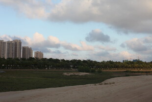 城郊风景开阔天地与高楼