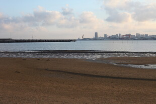 海滨城市的美丽沙滩景色