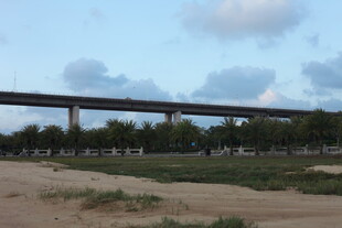 城郊高架桥与开阔地面景观