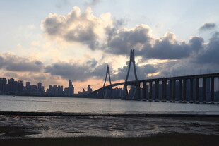 黄昏下的城市桥梁风景