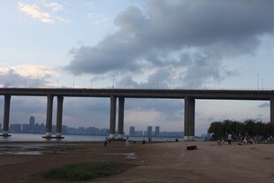 黄昏下的跨海大桥景观