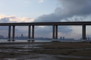 黄昏下的跨海大桥景观