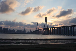 黄昏下的跨海大桥美景