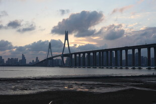 黄昏下的跨海大桥美景