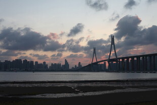 黄昏下的城市桥梁美景