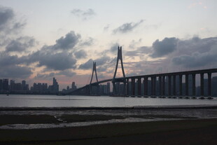 黄昏下的跨海大桥美景