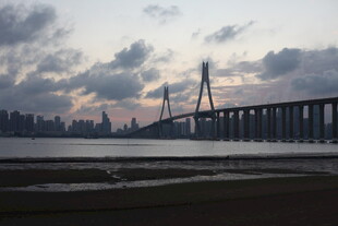 黄昏下的跨海大桥美景