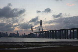 黄昏下的跨海大桥美景