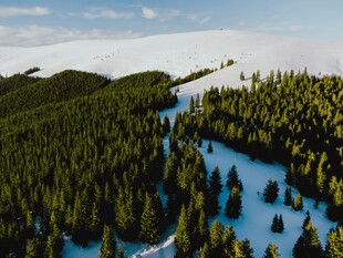 俯瞰山林间的蓝色河流