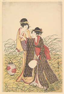 日本传统服饰女子出行图