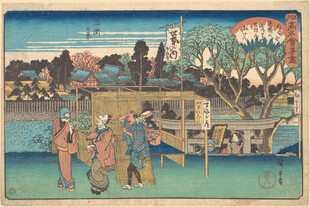 古代河畔人物生活场景图