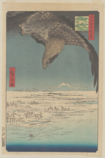 浮世绘中展翅翱翔的雄鹰