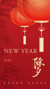 除夕新年红灯笼喜庆贺岁海报