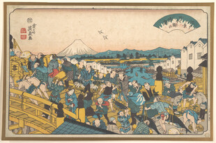 江户市井热闹场景图