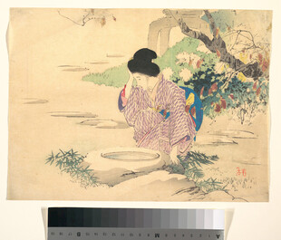 日本和服女子漫步风景中