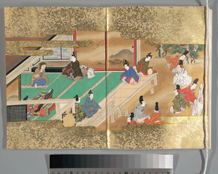 日本传统屏风绘画场景