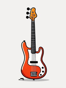 橙色贝斯吉他插画